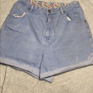 Light Denim high waisted shorts